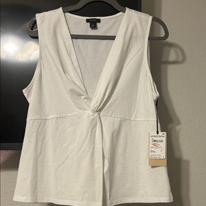 Nordstrom Cream V-Neck Blouse